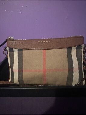 Burberry Tan and Brown Signature Check Messenger Bag